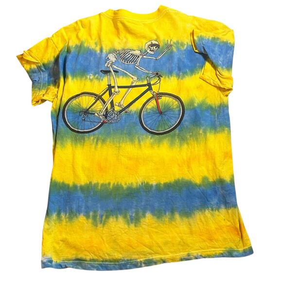 Vtg 90s Primal Wear Grateful Tread Tee Size XL Skeleton Cycling Tie Dye Colorful - Picture 1 of 5